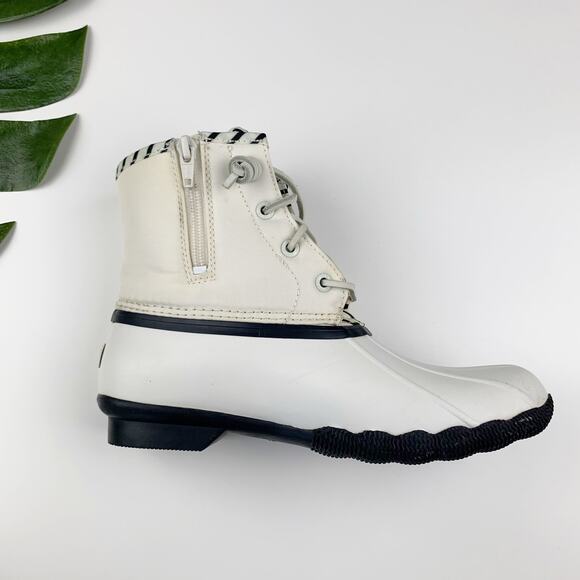 Sperry Duck Boots Saltwater Bionic Rain Outdoors Off White Sustainable Women's 7 - Picture 10 of 13